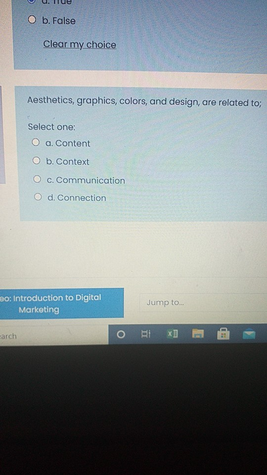 O b. False Clear my choice Aesthetics, graphics,