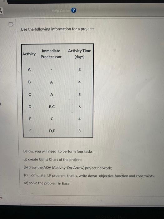 please show all work and use excel A re Help