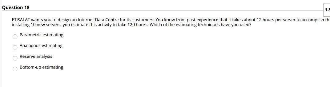 Question 20 For the given Activity details, find