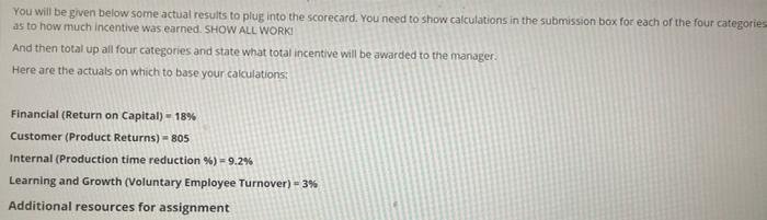 BALANCED SCORECARD EXAMPLE PRODUCTION MANAGER