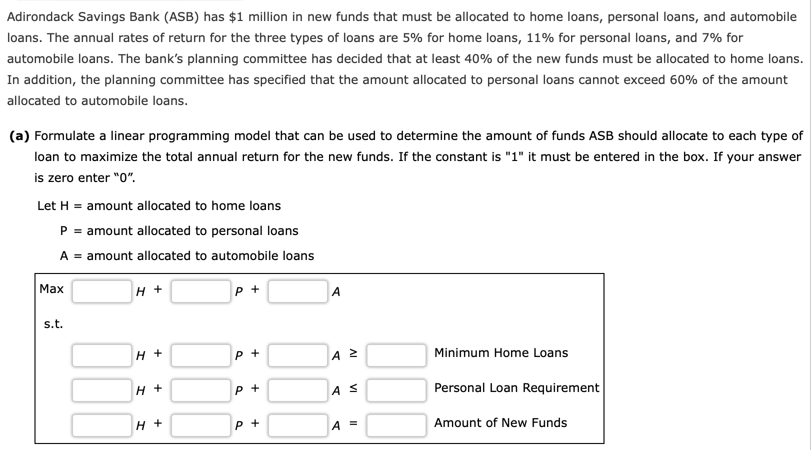 Adirondack Savings Bank (ASB) has $1 million in
