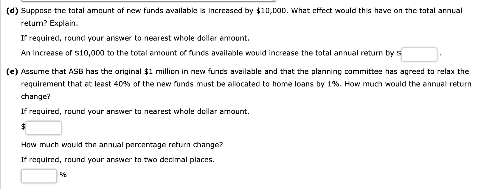 Adirondack Savings Bank (ASB) has $1 million in