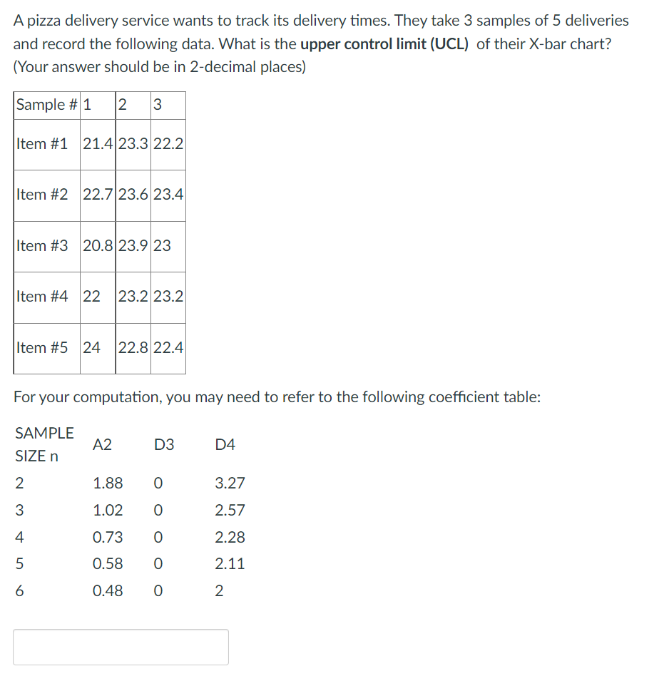 A pizza delivery service wants to track its
