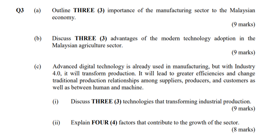 SUBJECT: INDUSTRIAL TECHNOLOGY, PLS ANSWER ASAP,