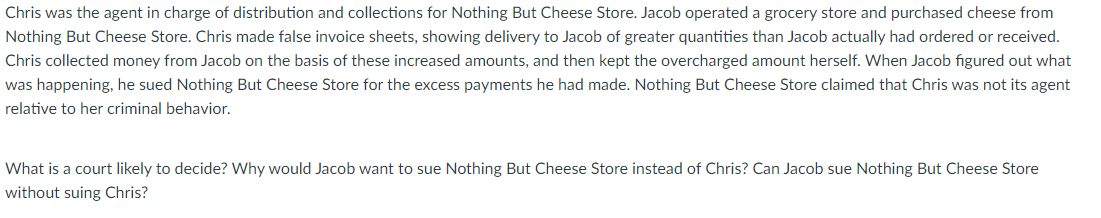 Chris was the agent in charge of distribution and