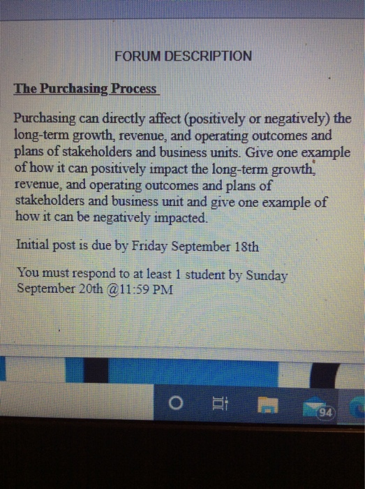 FORUM DESCRIPTION The Purchasing Process