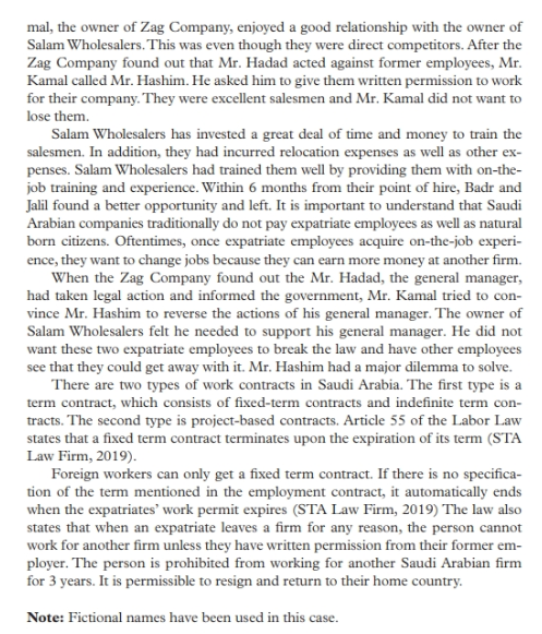 Discussion Questions 1. How would Mr. Hadad's