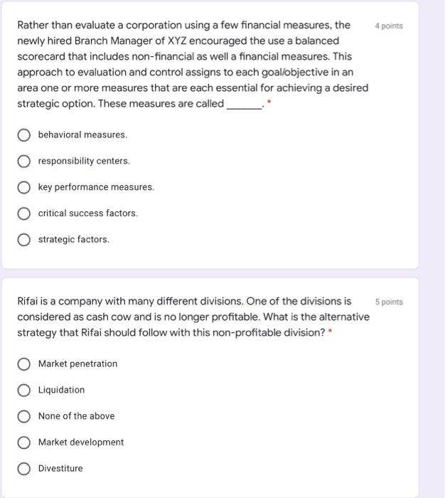 4 points Rather than evaluate a corporation using