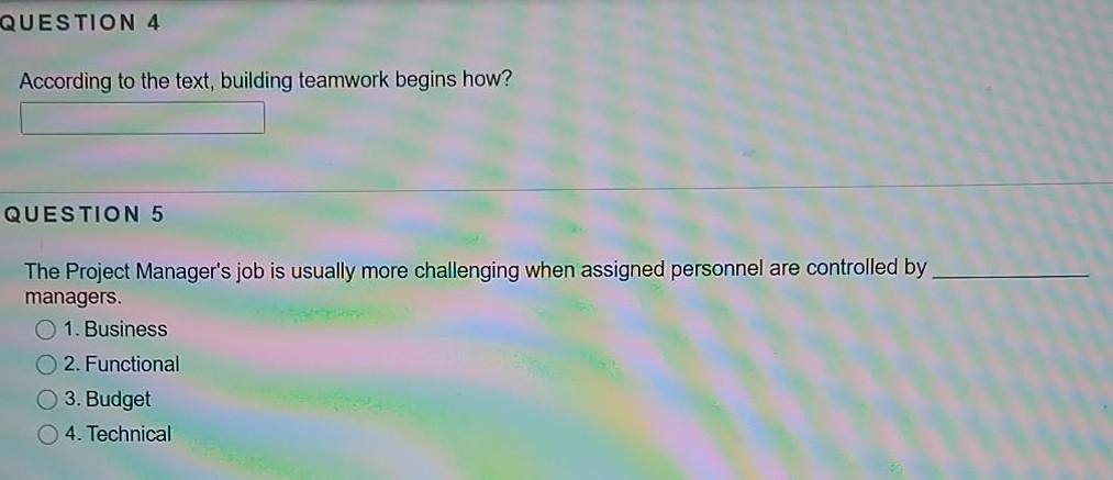 QUESTION 4 According to the text, building