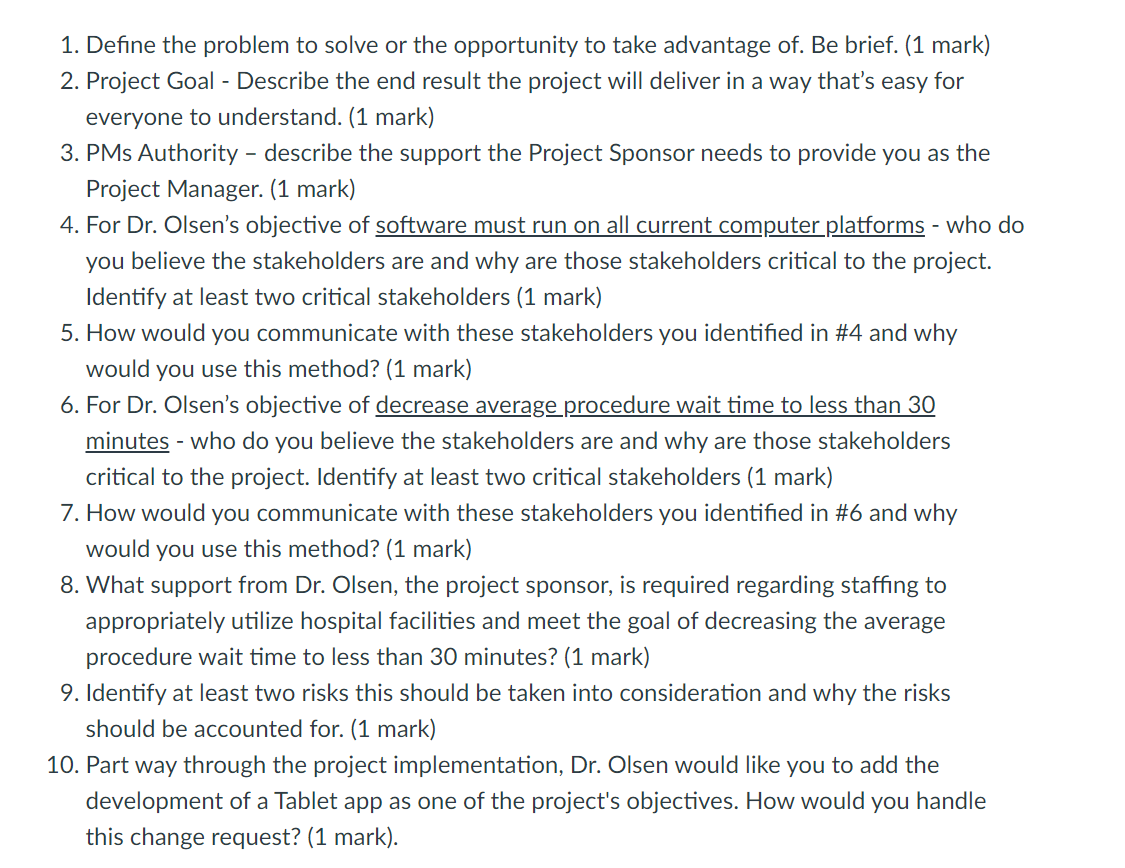 Hospital Project Case Study You are a project