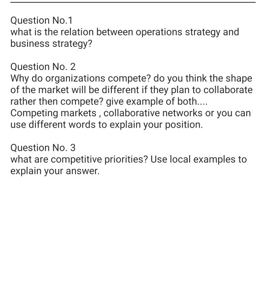 Question No.1 what is the relation between