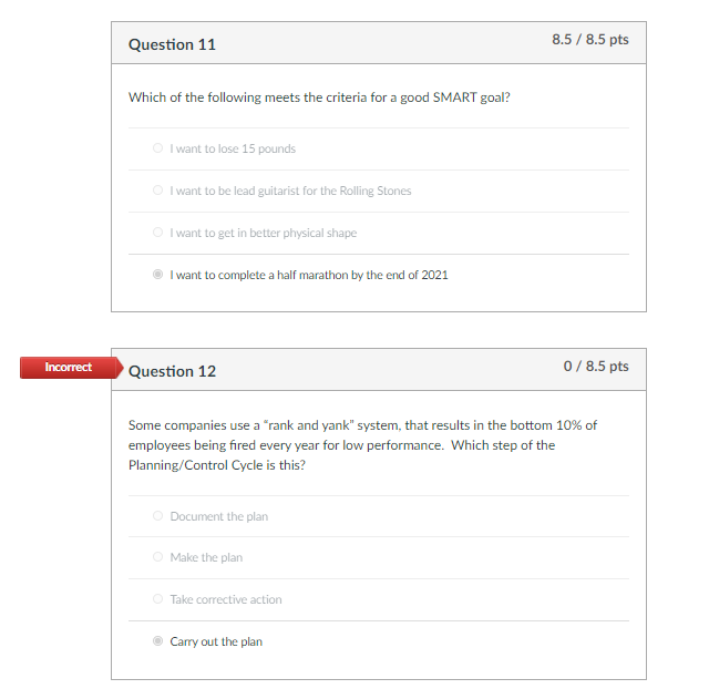 Question 11 8.5 / 8.5 pts Which of the following