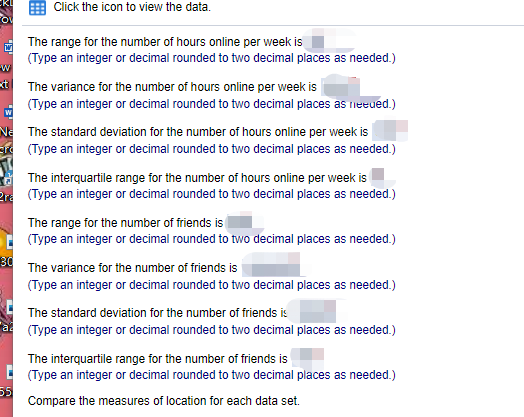this is in the second blank (range/standard