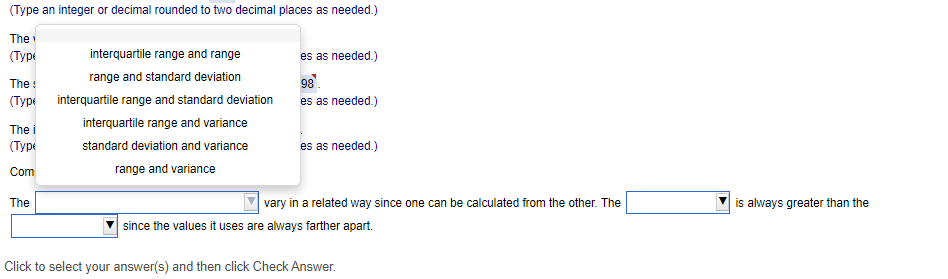 this is in the second blank (range/standard