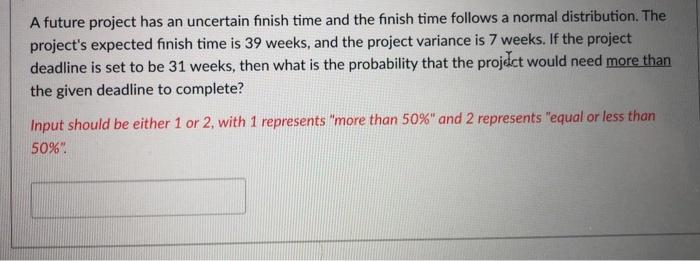 A future project has an uncertain finish time and