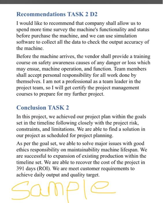 Base the following assignment and task 2, help me