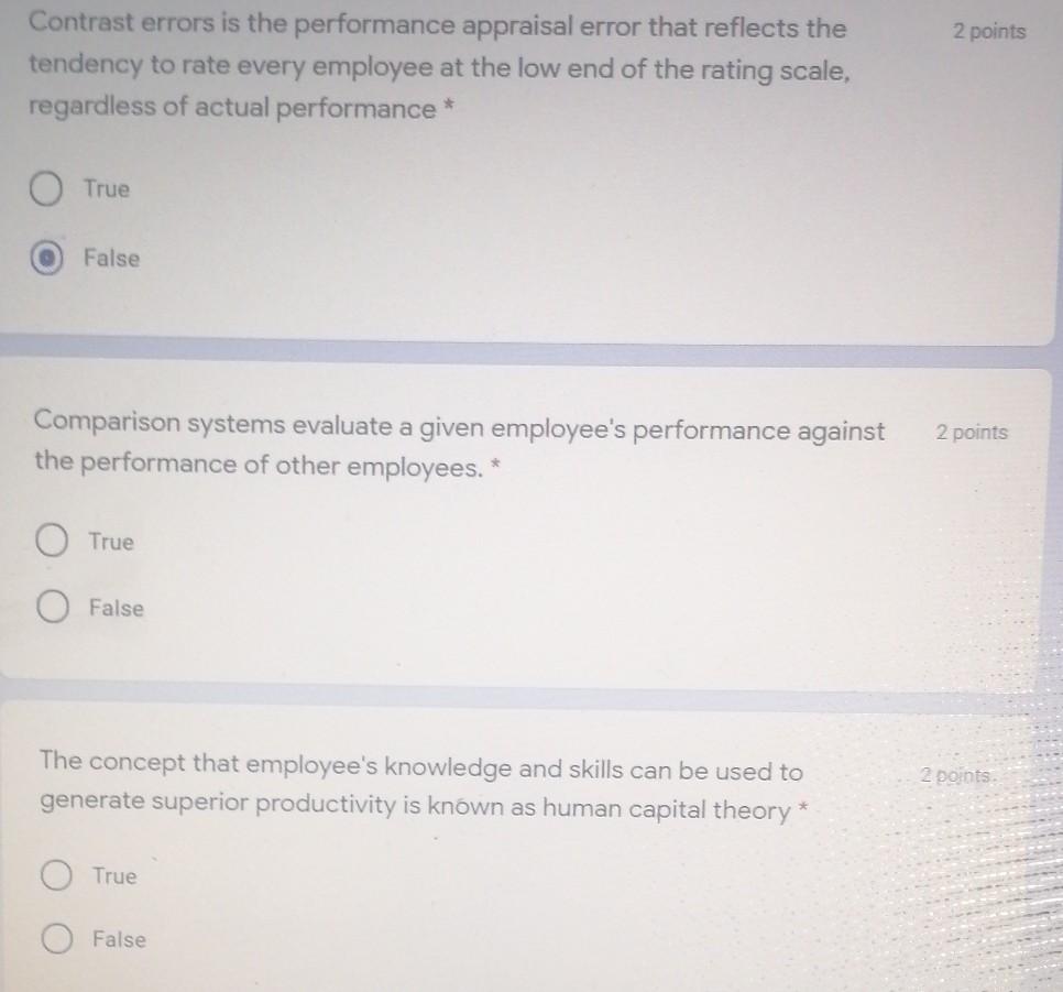 2 points Contrast errors is the performance