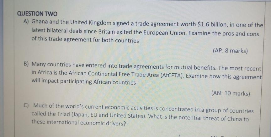 QUESTION ONE Many factors have contributed to the