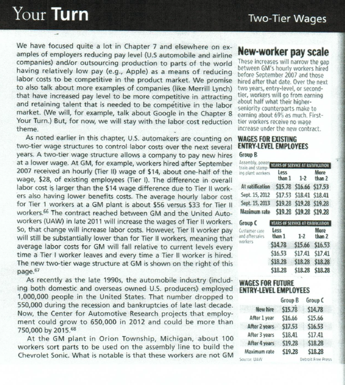 Your Turn TWO-Tier Wages We have focused quite a