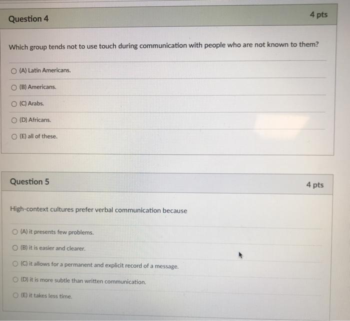 Question 4 4 pts Which group tends not to use