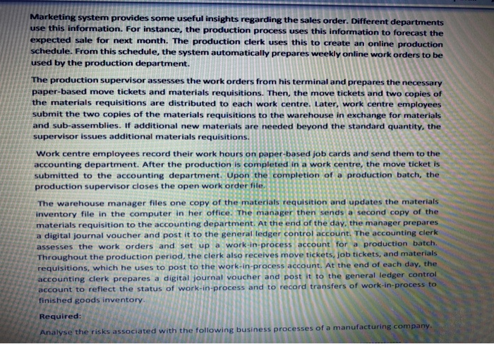 Marketing system provides some useful insights