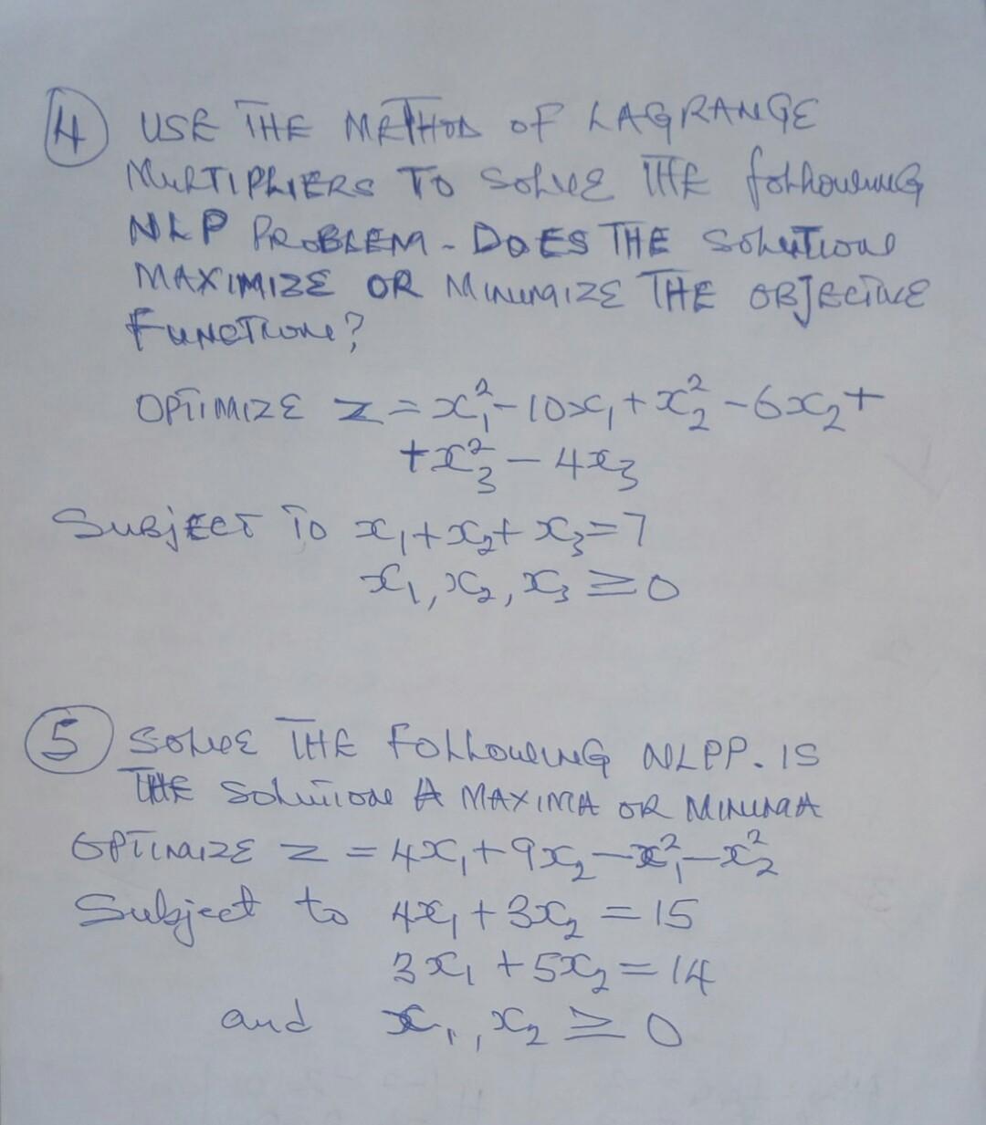 14 4) USE THE MRAHon of LAGRANGE MURTIPLIERS To