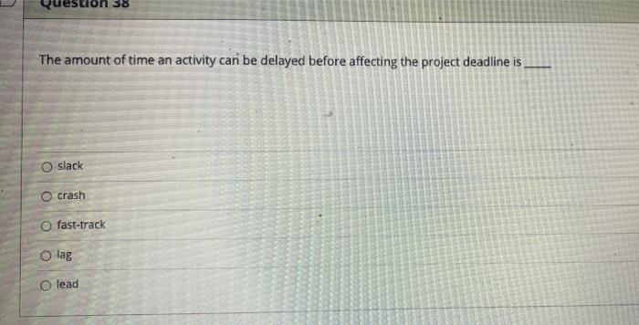 58 The amount of time an activity can be delayed