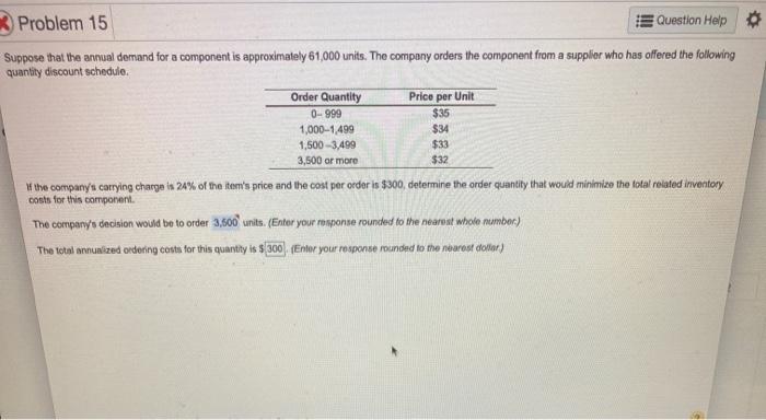 Problem 15 Question Help Suppose that the arvual