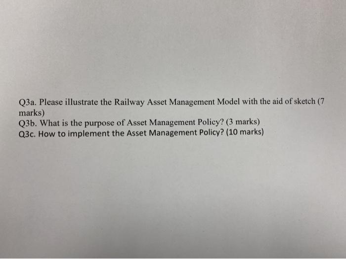 Q3a. Please illustrate the Railway Asset