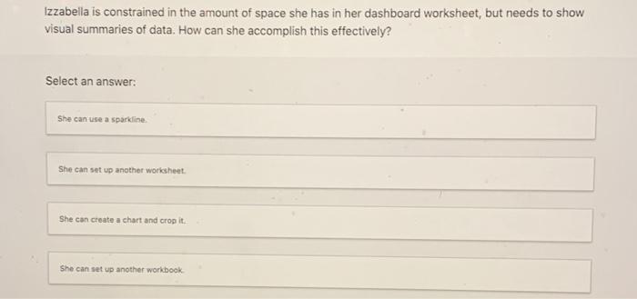Izzabella is constrained in the amount of space