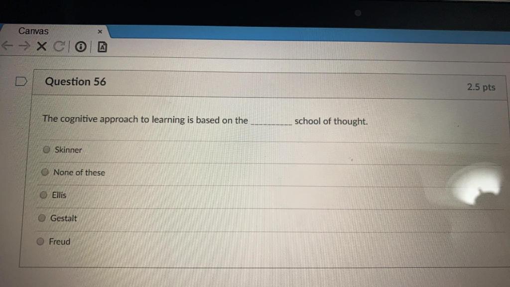 Canvas A Question 56 2.5 pts The cognitive