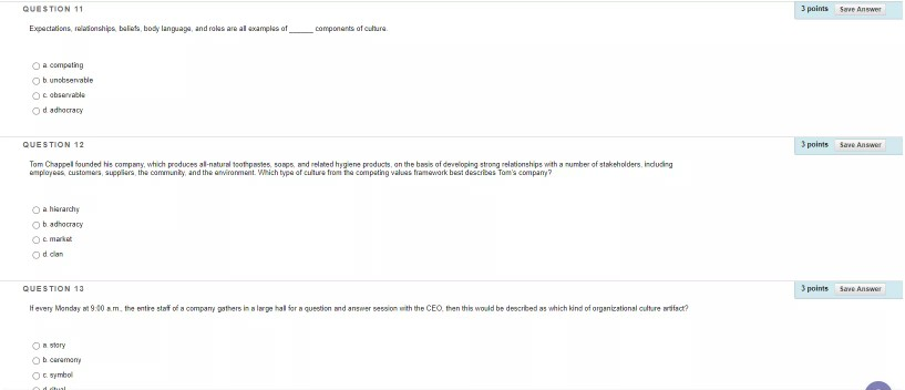 3 points Save Answer QUESTION 11 Expectations,