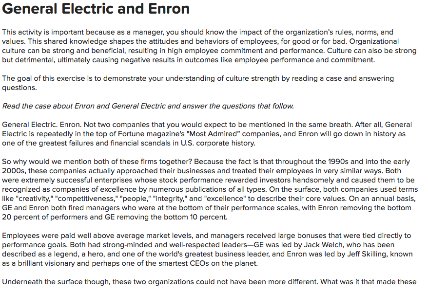 General Electric and Enron This activity is