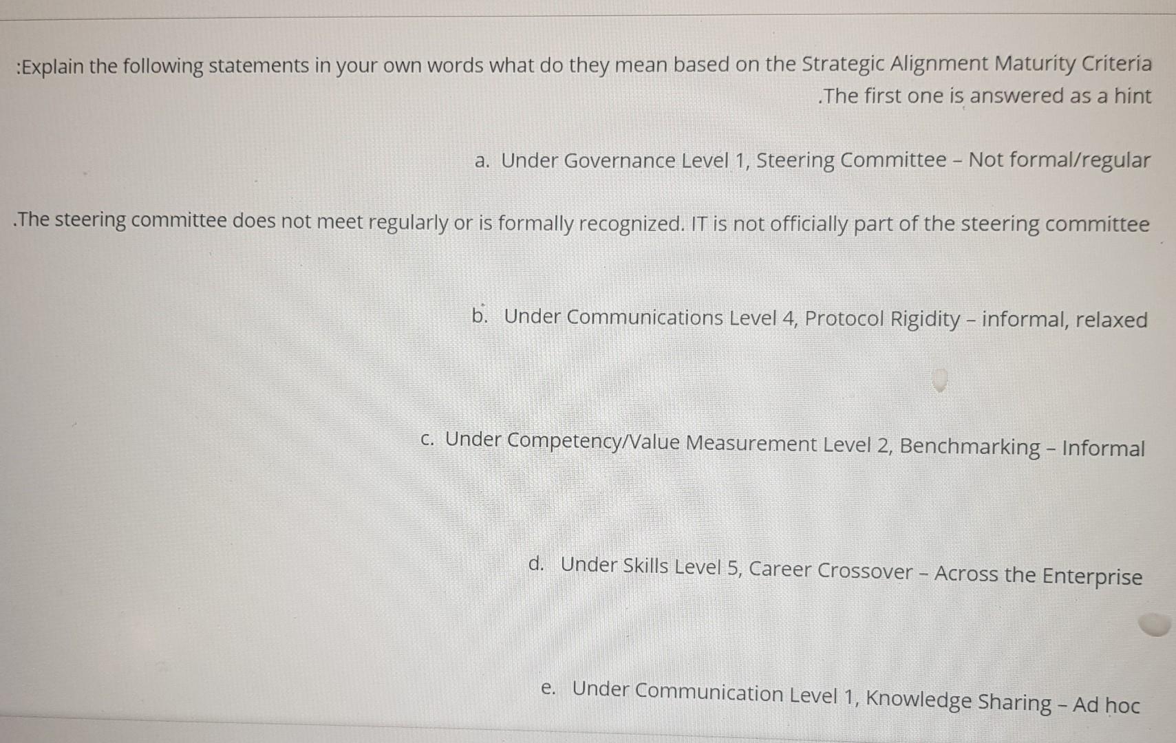 Explain the following statements in your own