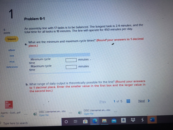 1 Problem 6-1 6 points An assembly line with 17
