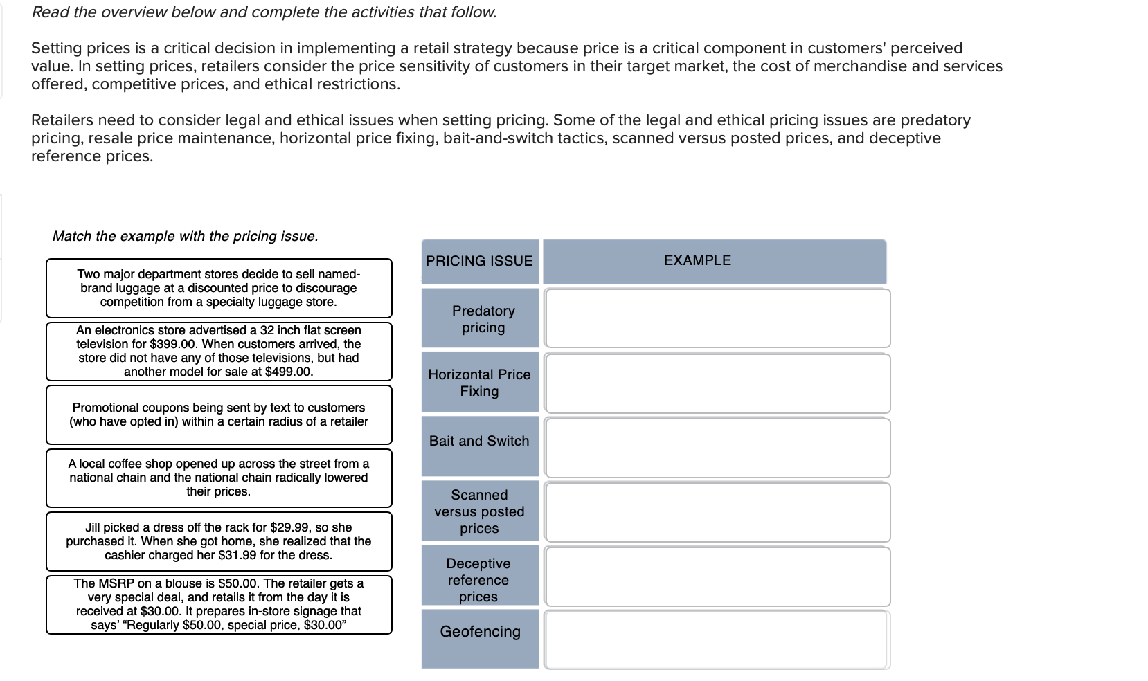 Read the overview below and complete the