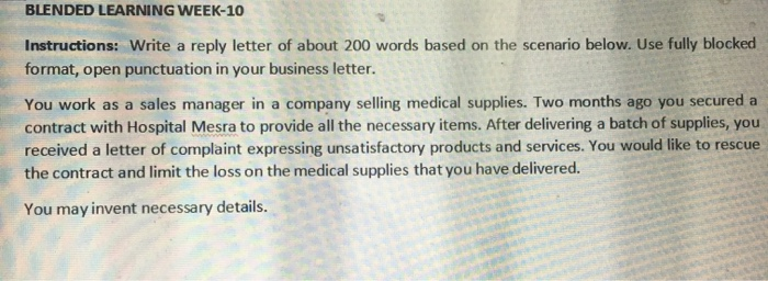 BLENDED LEARNING WEEK-10 Instructions: Write a