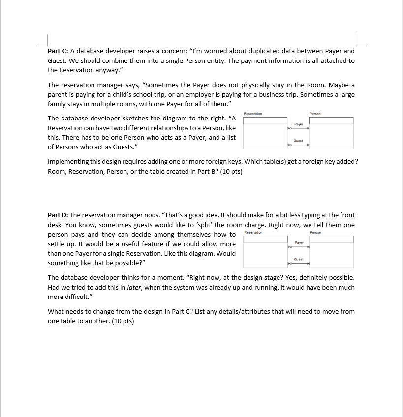 Please help me question C and D ! In a hotel