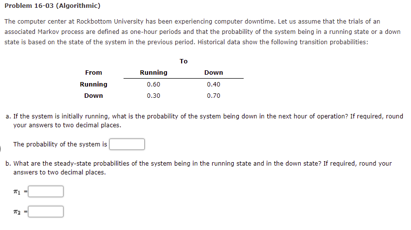 Problem 16-03 (Algorithmic) The computer center