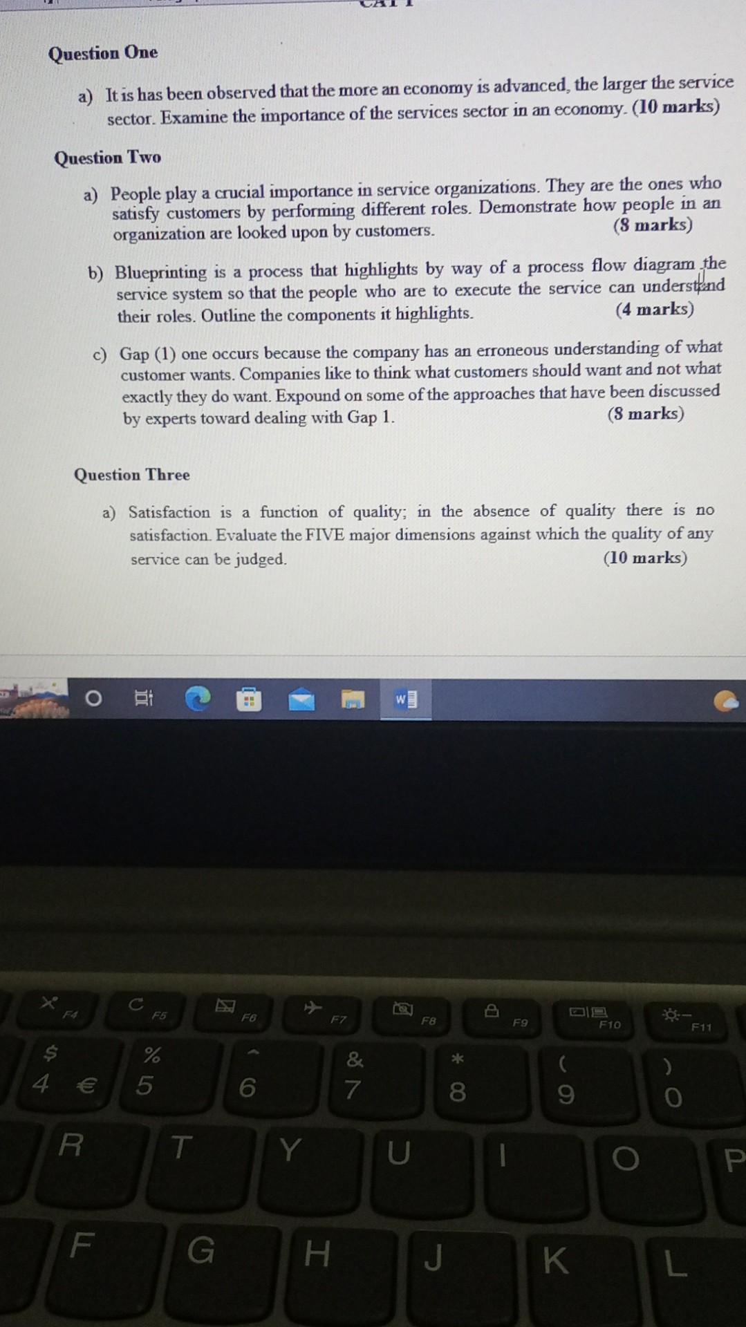 Question One a) It is has been observed that the