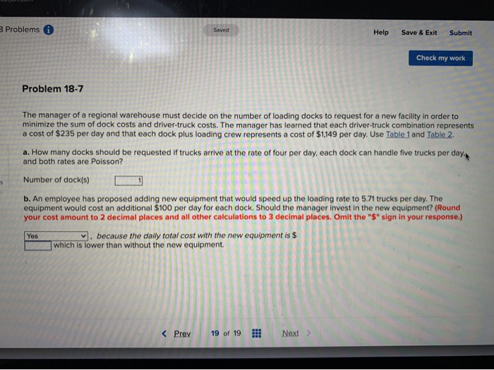 3 Problems Saved Help Save & Exit Submit Check my