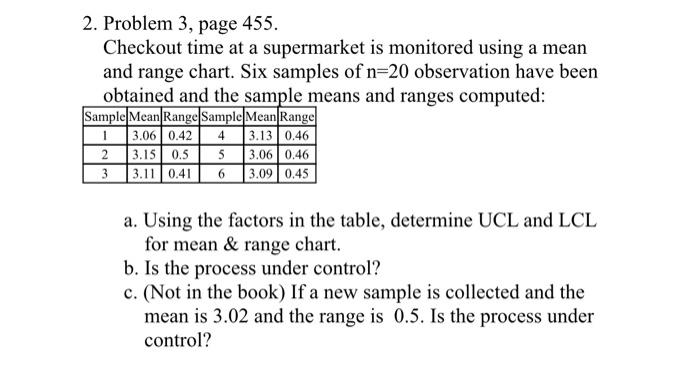 2. Problem 3, page 455. Checkout time at a