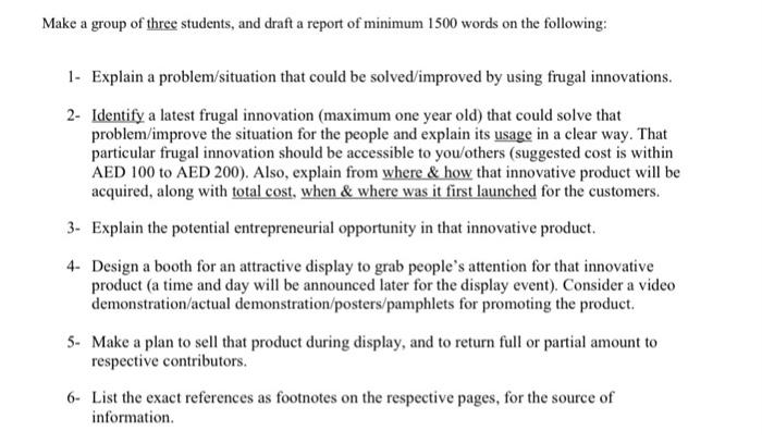 Make a group of three students, and draft a