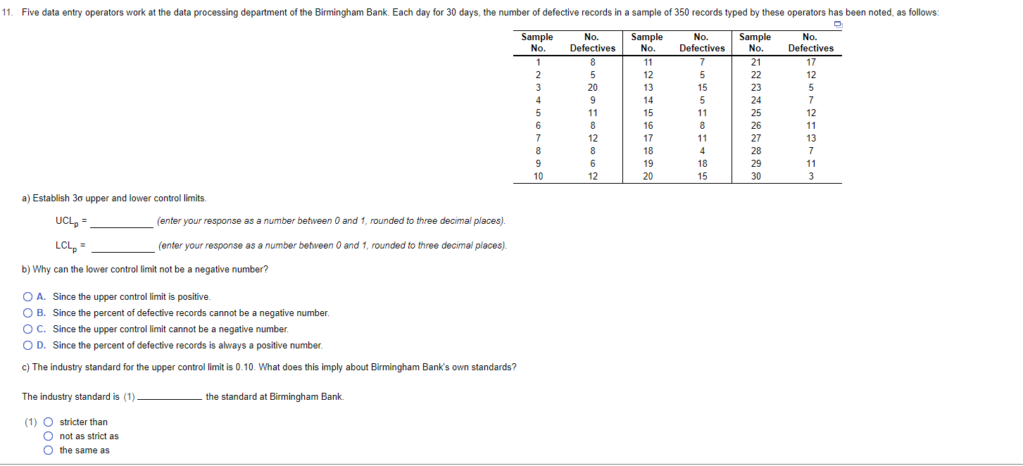 11. Five data entry operators work at the data