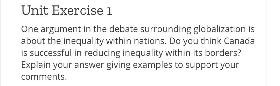 300 words Unit Exercise i One argument in the