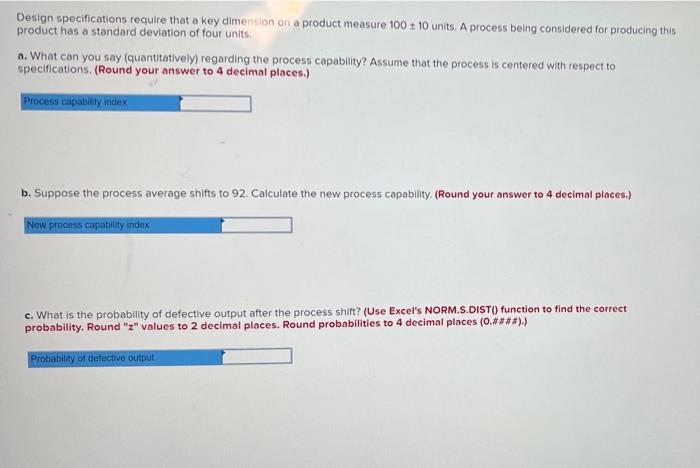 Design specifications require that a key