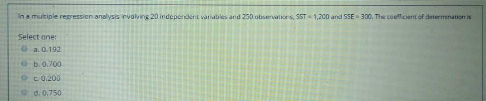In a multiple regression analysis involving 20