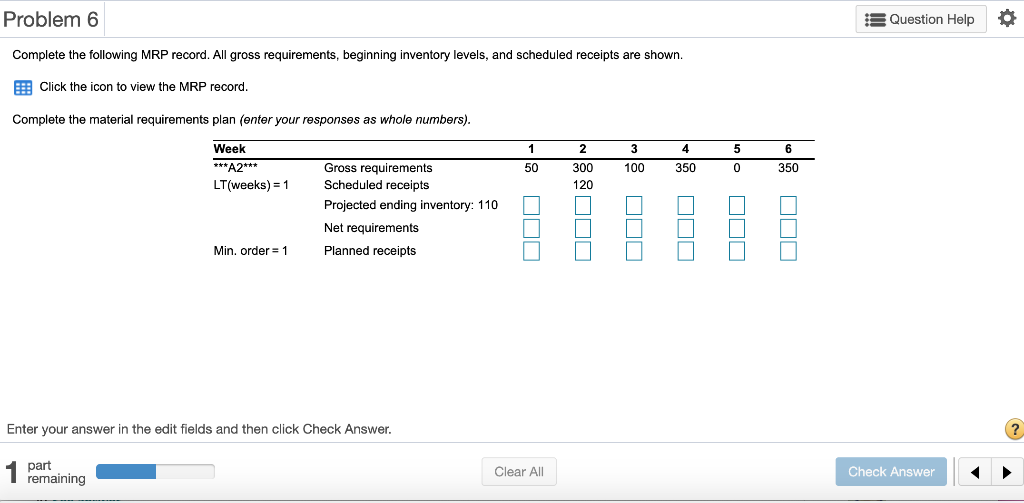 Problem 6 is Question Help o Complete the