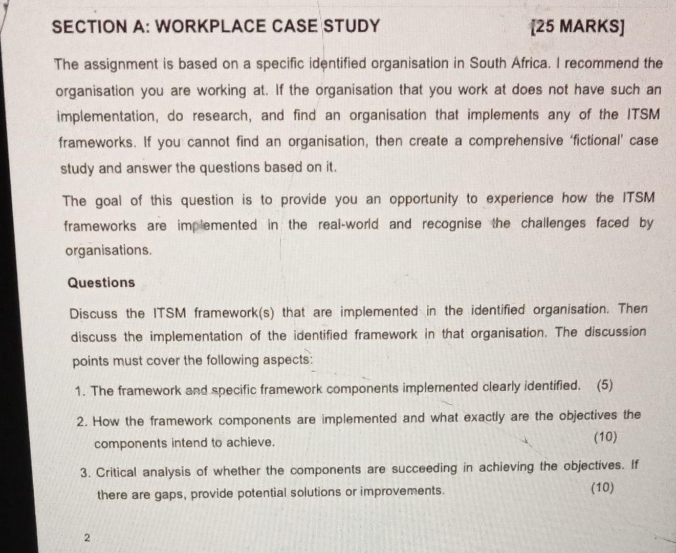 The assignment is based on a specific identified
