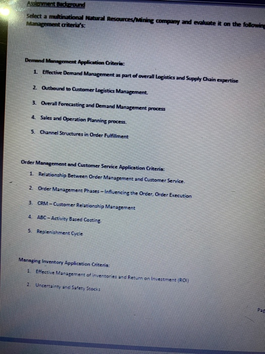 Asicment Background Select a multinational